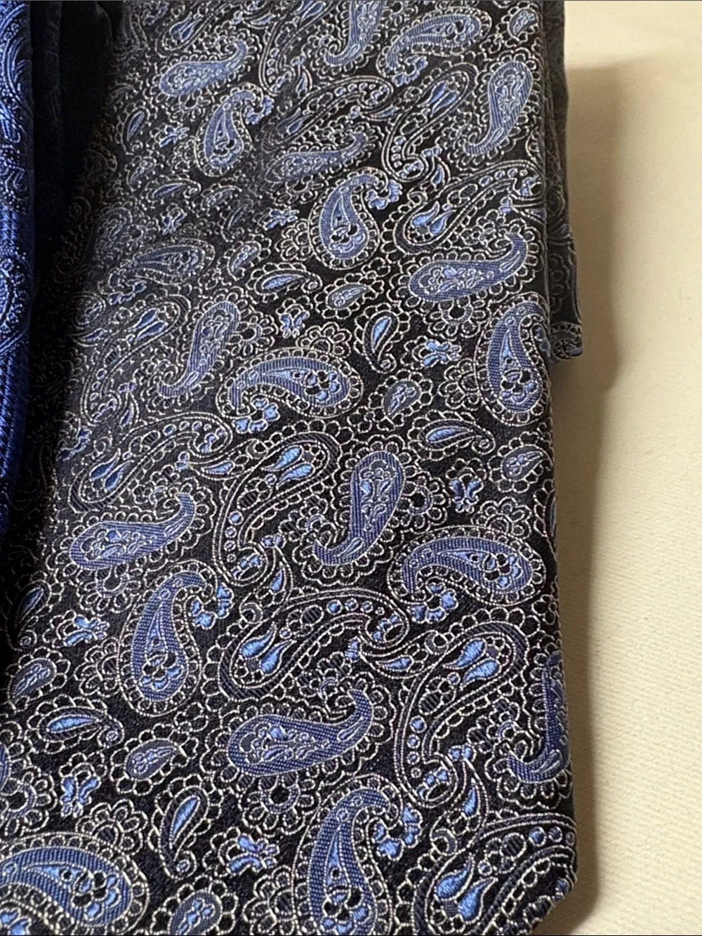 Hart Schaffner Marx Lot of Two Black and Blue Silk Paisley Ties